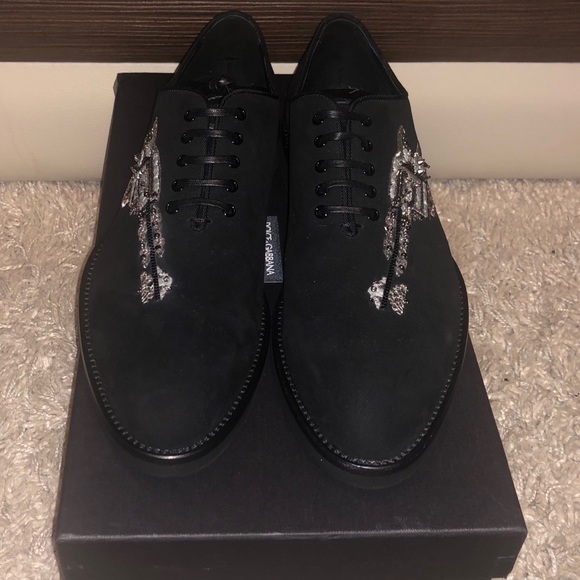 Dolce & Gabbana Men Gun Embellished Suede Oxfords main image 3